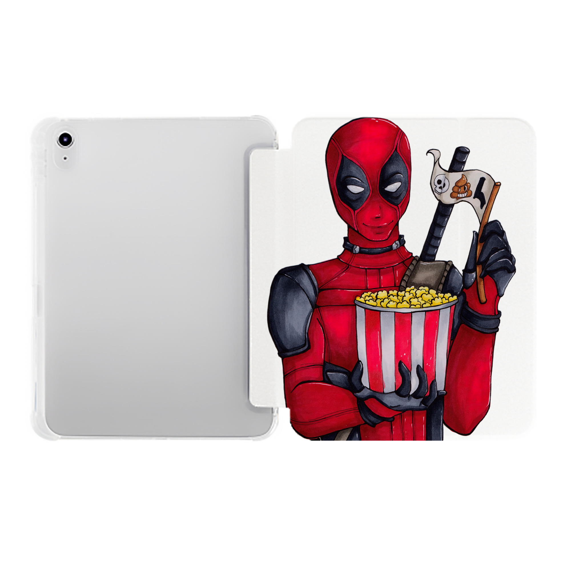 （画像用） Deadpool デッドプール IPad ケース ペン収納付き 三つ折りスタンド PUレザー×シリコン 対応機種9.5/10.5/10.9インチ